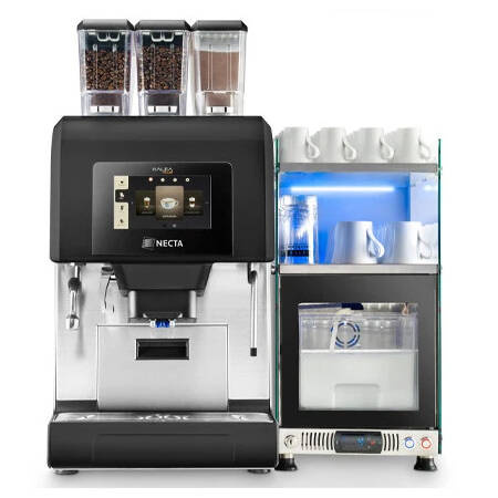 Necta Kalea Plus 2ES+IN FM Festwasser, schwarz mit Heißwasser- und Dampflanze